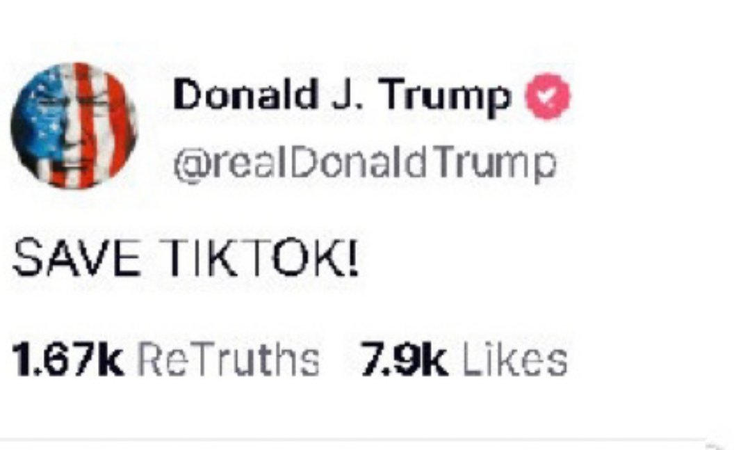 特朗普发帖呼吁挽救TikTok  这个战略很清晰啊，今天要挽救TK了，但也摊牌了