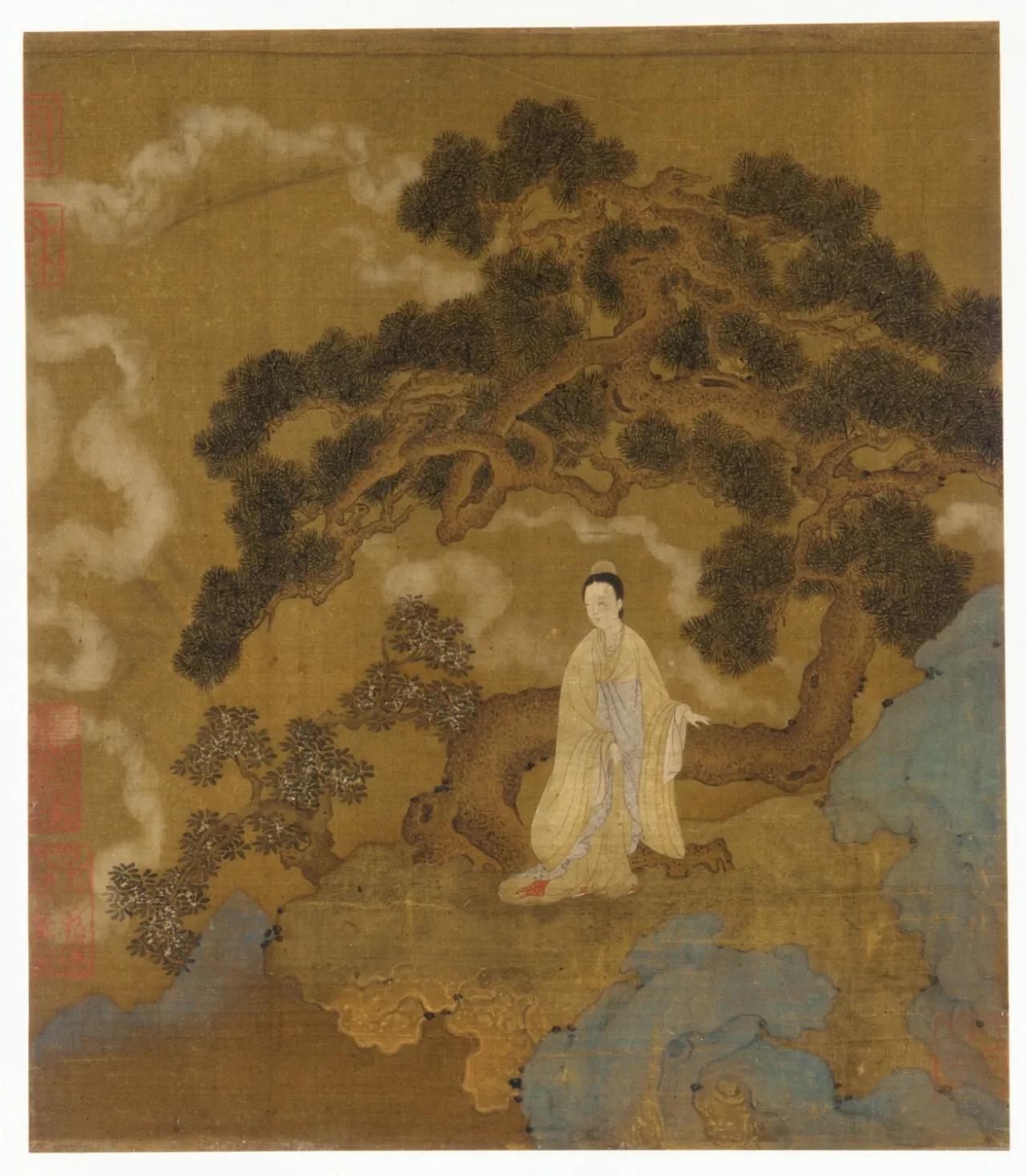 《松下仕女图》

周文矩是南唐的杰出人物画家，其《重屏会棋图》与《文苑图》历来被