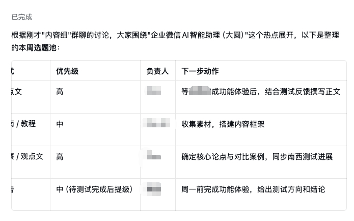 最近，我内测了一下企微新出的 AI 助理，叫大圆。我的第一感觉，是 AI 终于开