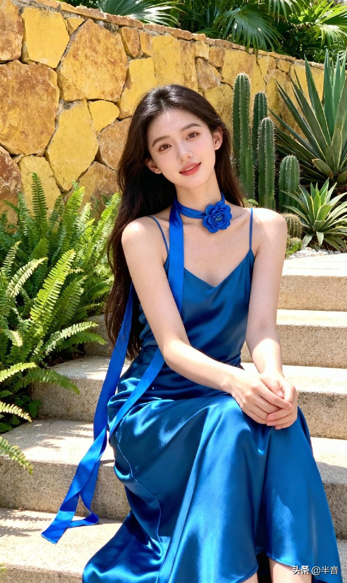 锁骨间绽开一朵蓝色妖姬