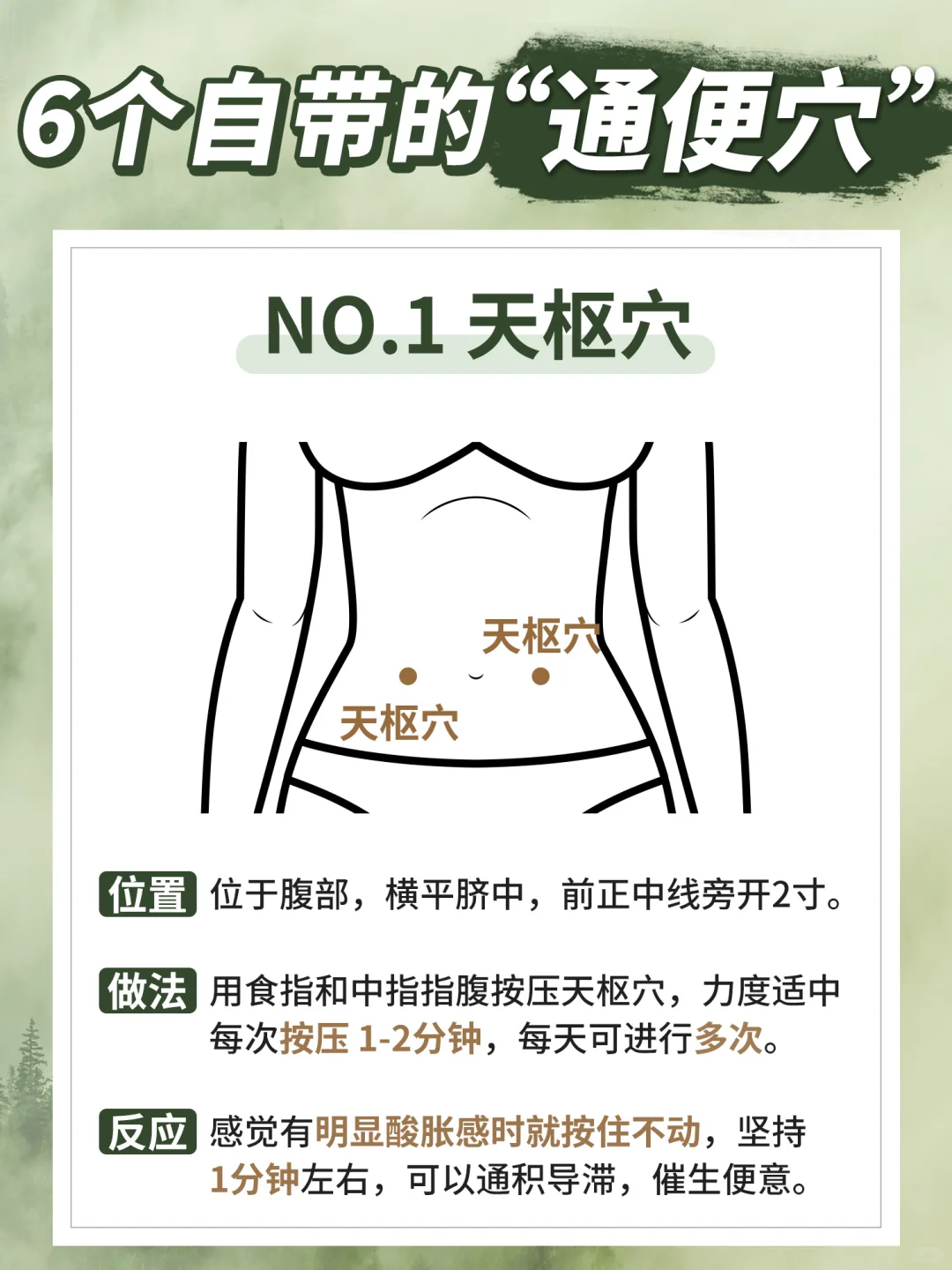 人体自带的六个“通便穴”❗️