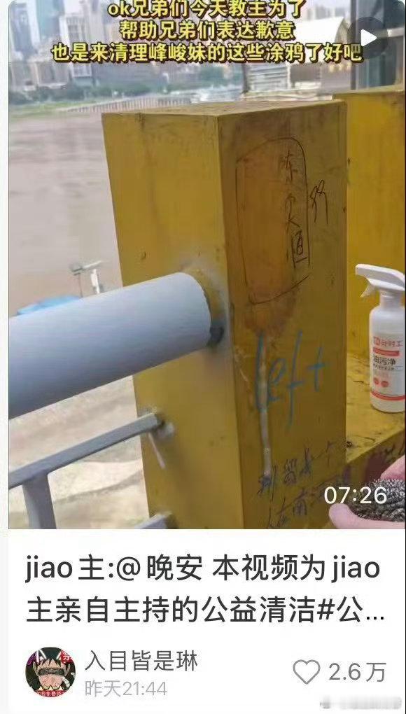 重庆网友自发清理追星涂鸦8月21日，重庆的网友开始在网上发起号召，自发组成自愿者