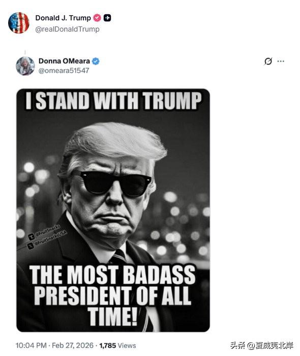 川普转发网友制作的图片。