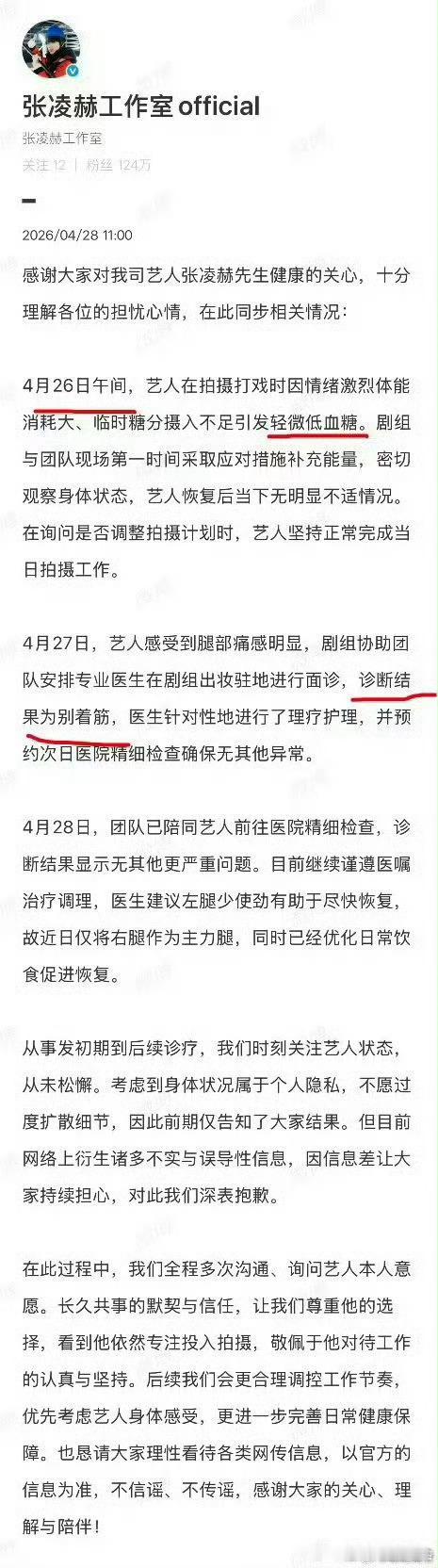 张凌赫工作室回复看着有点搞笑，别着筋加轻微低血糖脆皮吗这是