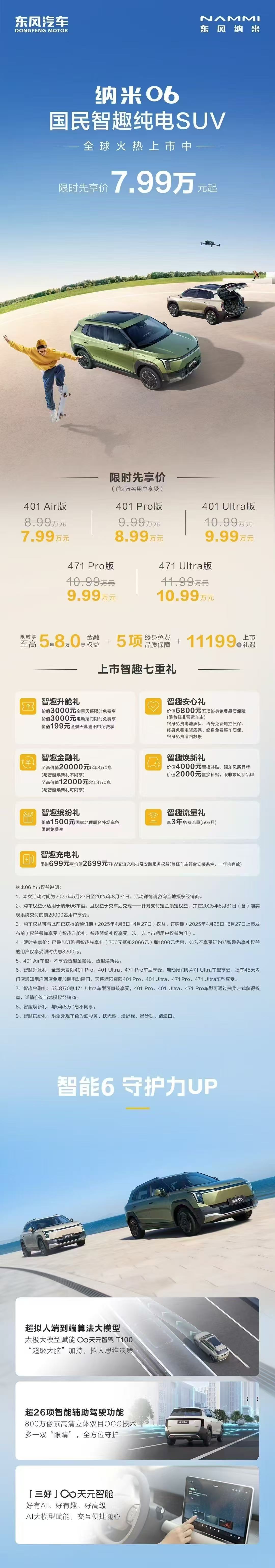 东风纳米06上市，7.99万元起开启智趣纯电新篇5月27日，东风纳米旗下“国民智
