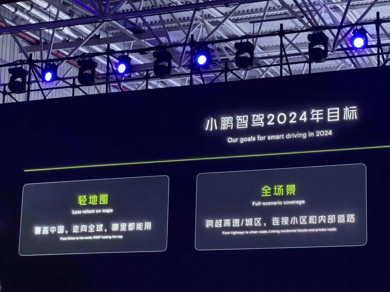 小鹏智能驾驶2024年目标：

全球都能开

超便宜！（去掉2个前向毫米波雷达）