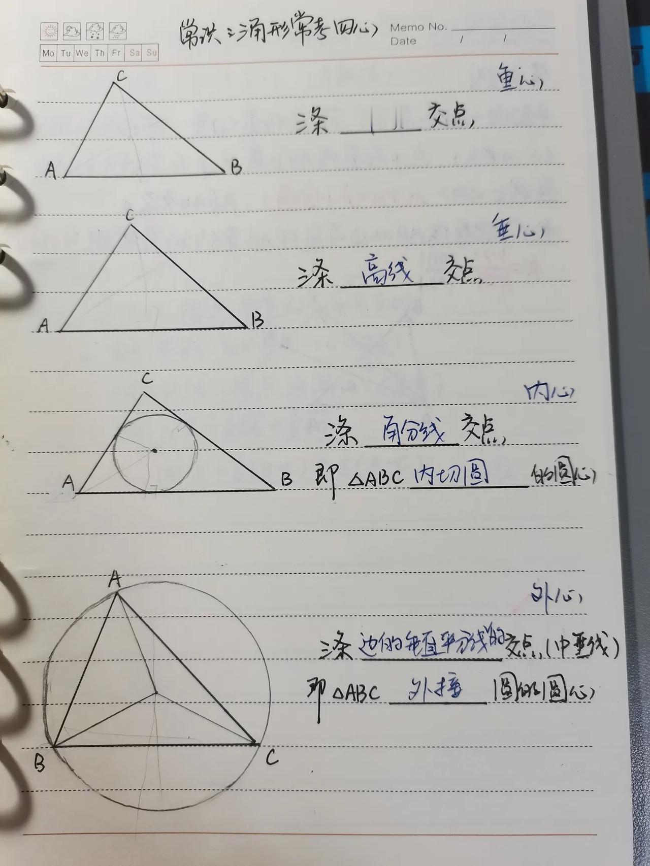 平面向量第四次分享，常考的三角形四心和向量的关系，这部分内容需要记忆的比较多，但