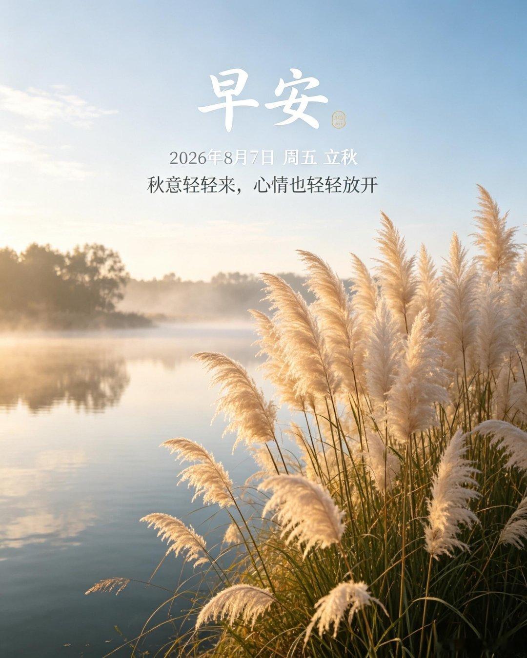 早安²⁰²⁶/₀₈.₀₇morning🍁秋风携晨光如约登场告别燥热，感受秋日独