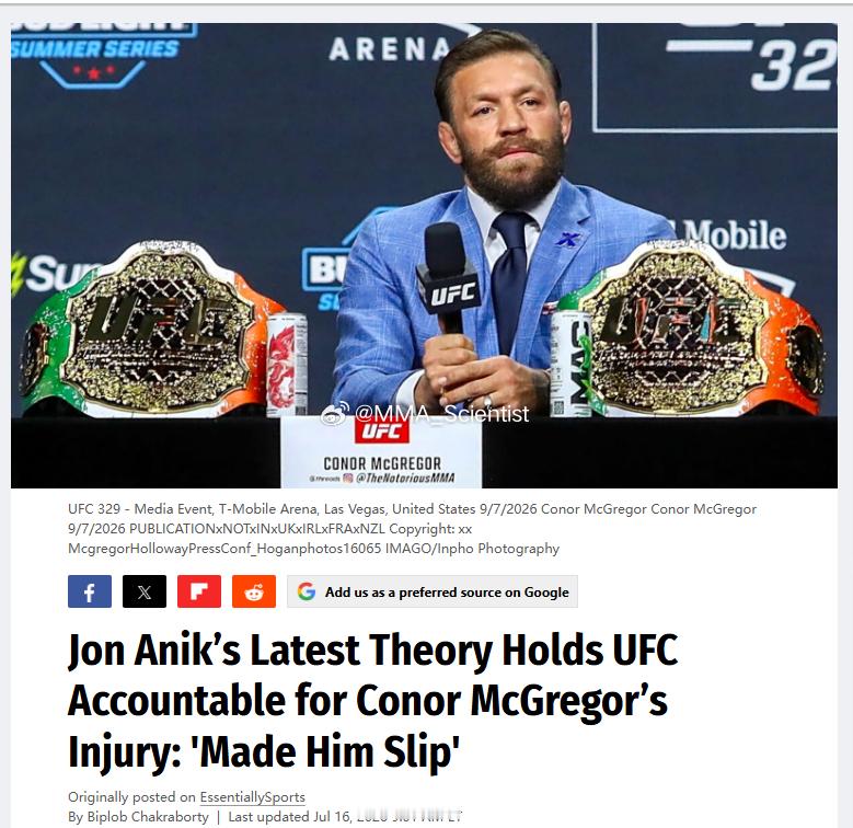 乔恩·阿尼克（Jon Anik）认为，“嘴炮”康纳·麦格雷戈（Conor McG