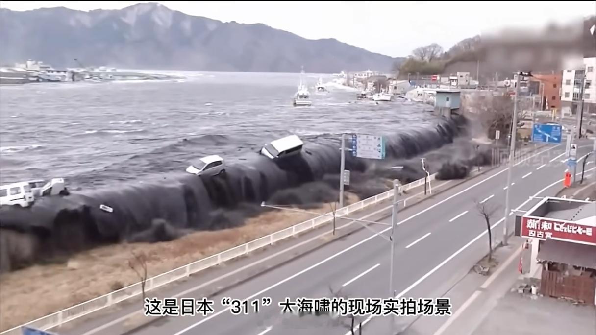 日本海啸日本311大海啸，3分钟毁灭一座城市不知道这次的海啸有多大[允悲] ​​