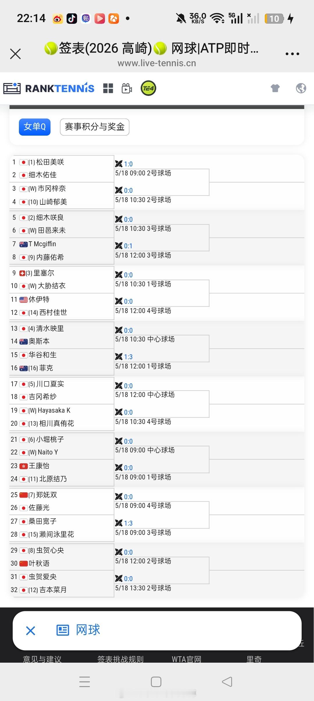 小花小草资讯  【🇯🇵高崎W100】女单资格赛签表🇨🇳郑妩双vs🇯🇵