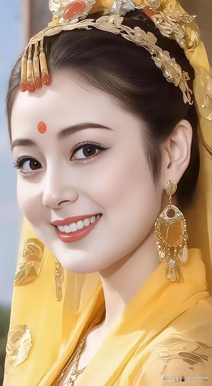 古风美人，笑靥如花，金饰华贵，韵味十足。