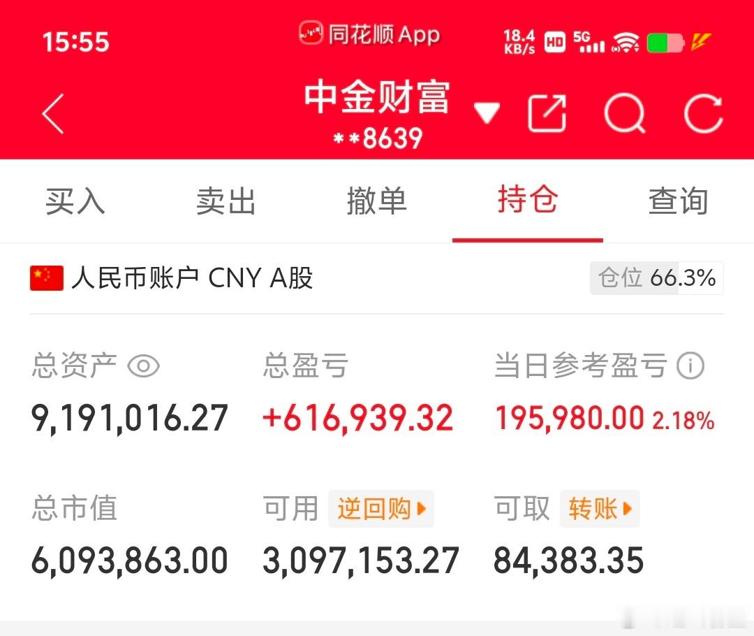 兄弟们！今天账户直接盈利19.59万！真金白银的大丰收！300万干到900万的路