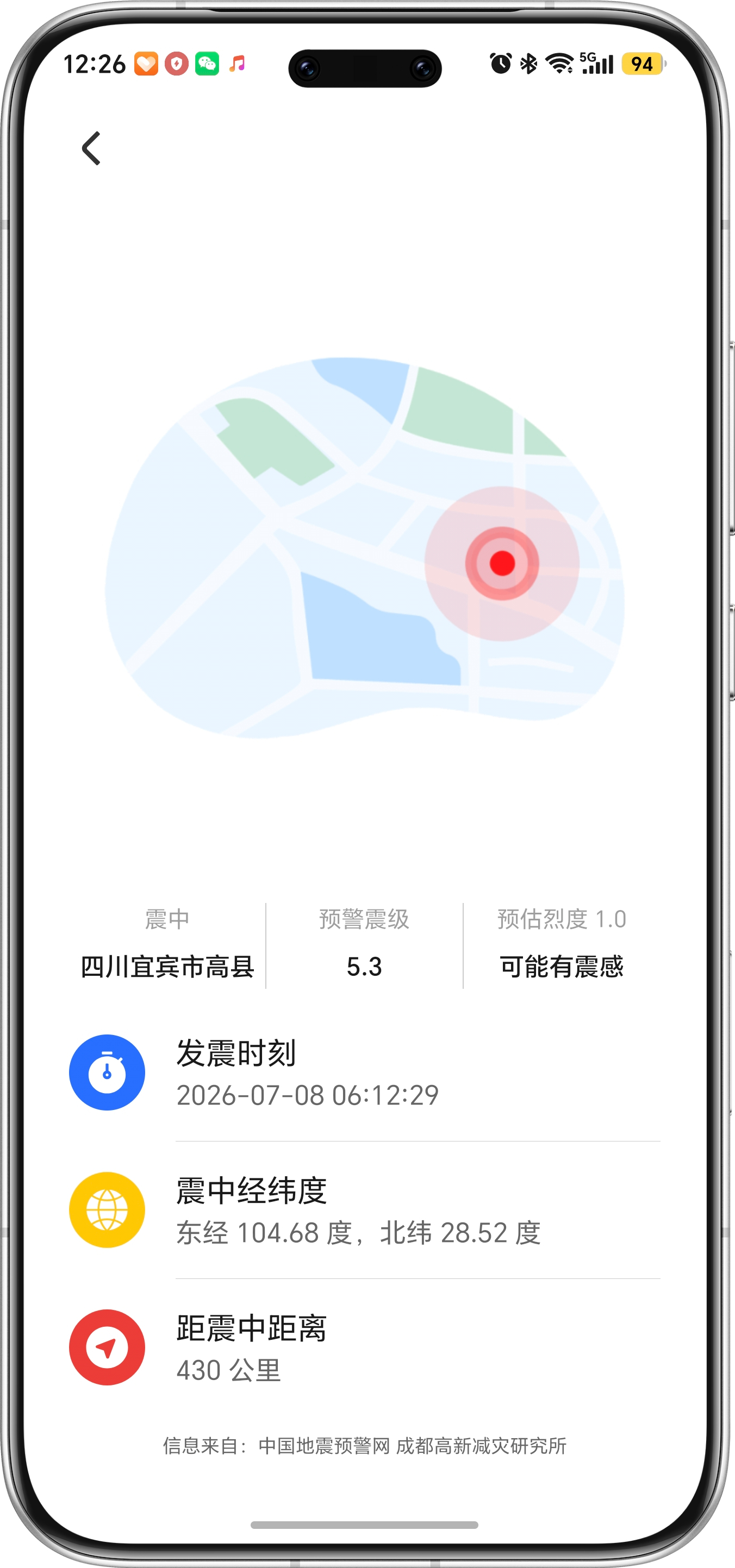 宜宾地震四川宜宾高县今早连着晃了好几波，两次都到5.0级，都是上个月那起5.5级