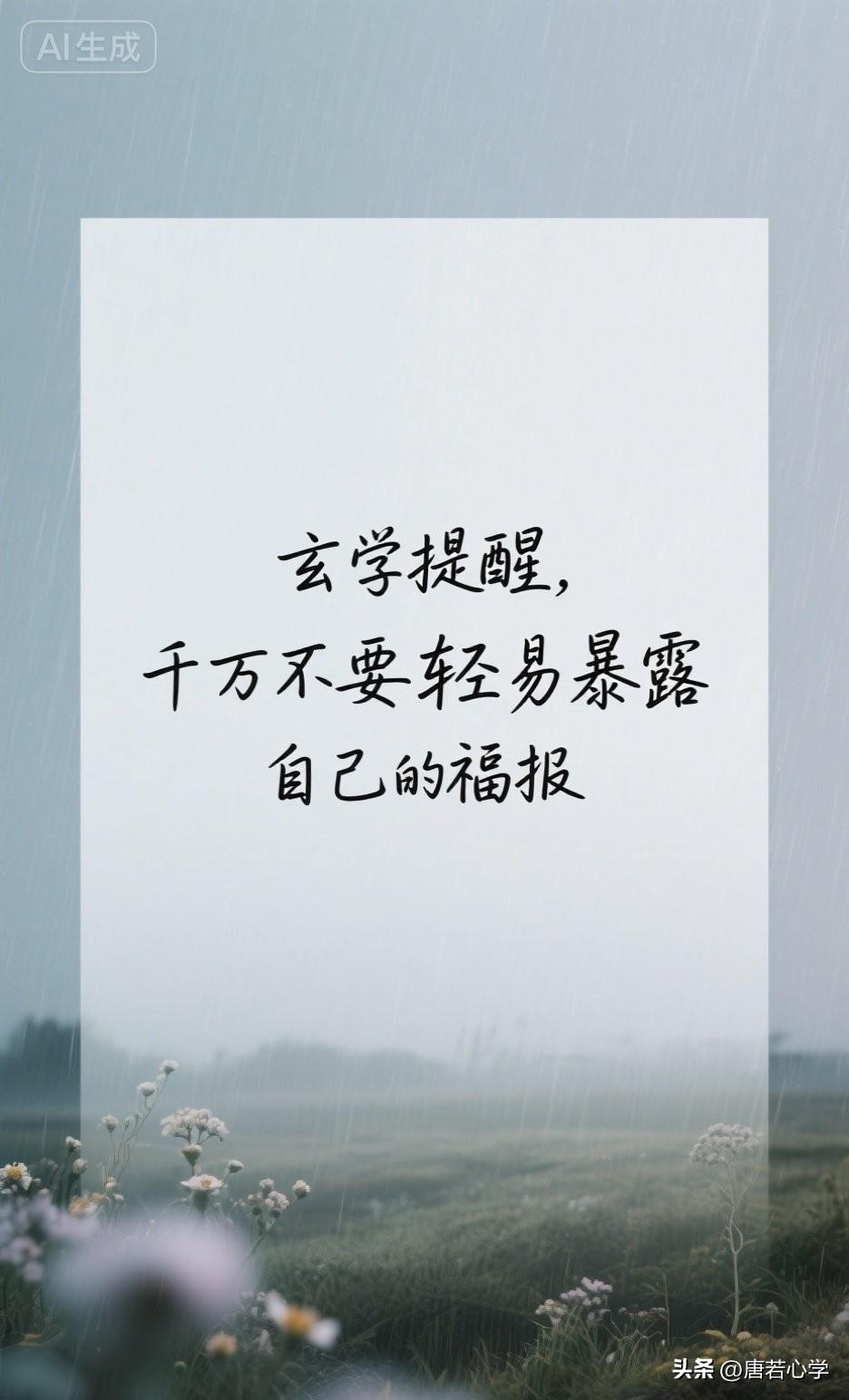 玄学提醒，千万不要轻易暴露自己的福报。

你一定见过这样的人，或者在某些时刻，自