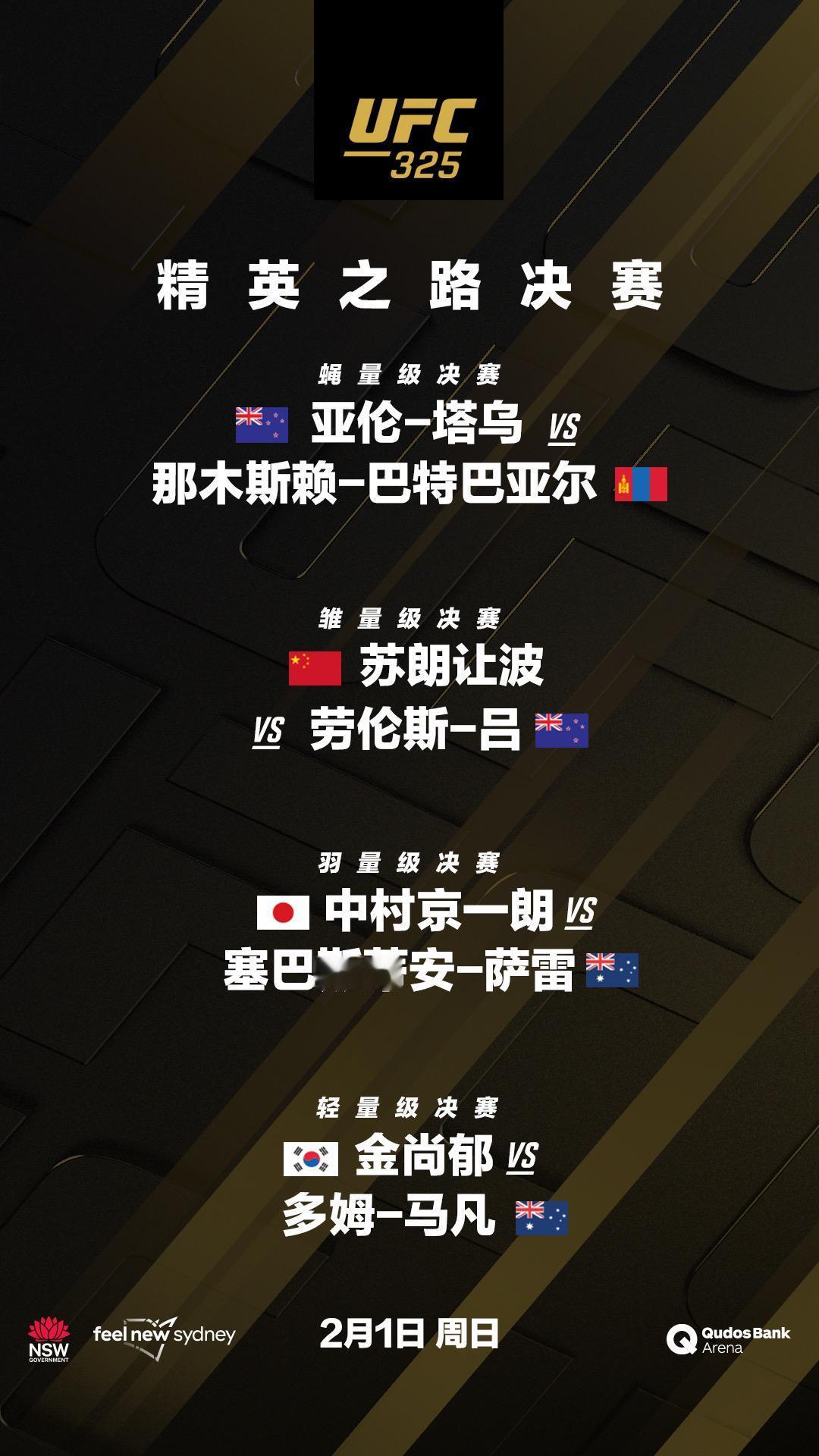 首次登陆数字赛！UFC325 将由四场决赛开启！