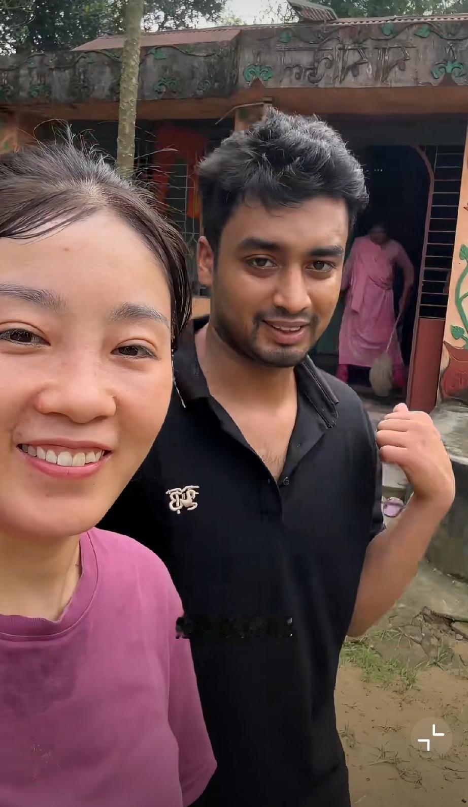 这个中国女网红展示了孟加拉男朋友家的房子，她说男朋友在孟加拉当地是大户人家，还询