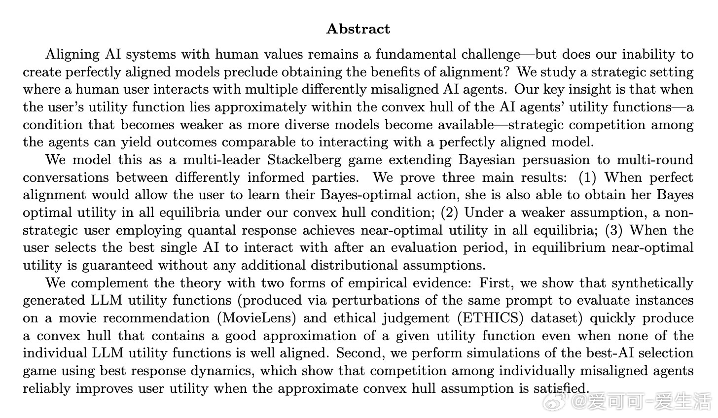 [LG]《Emergent Alignment via Competition》