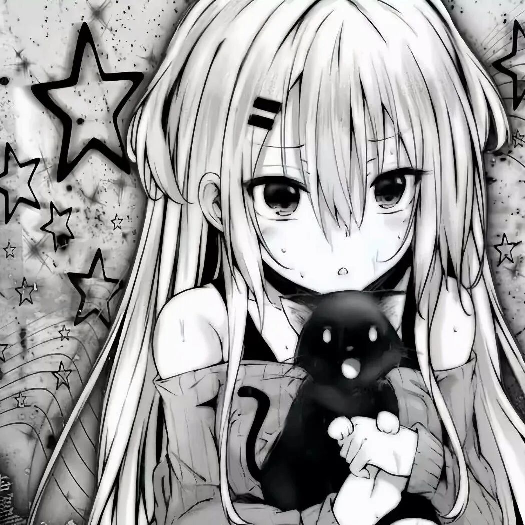 𝐒𝐡𝐚𝐫𝐞｜动漫头像｜黑白系｜甜酷女生头‎像 ​​​