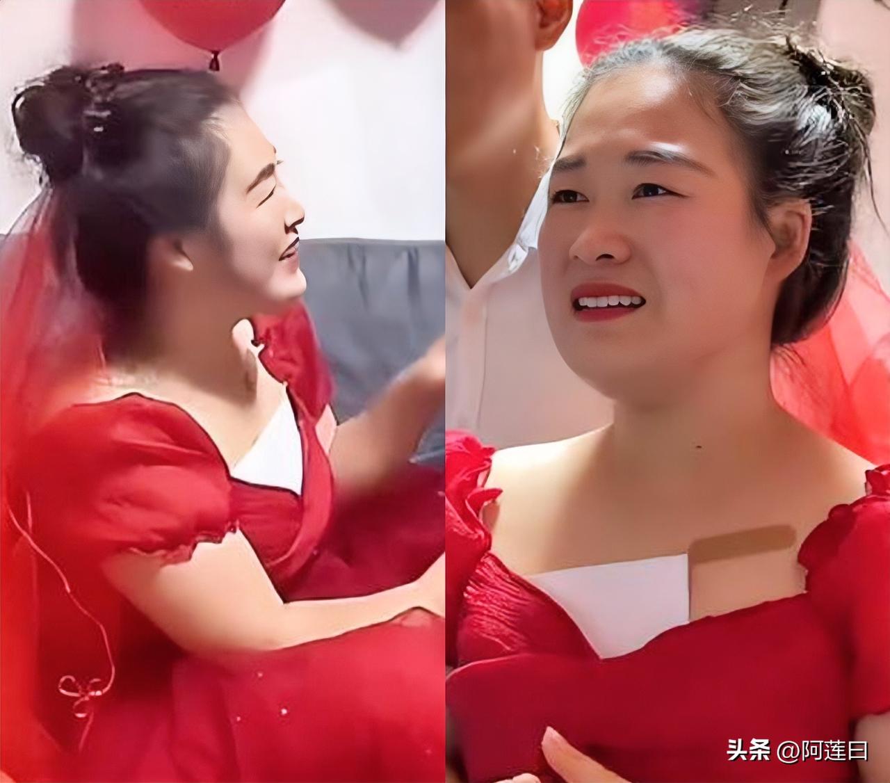 婚纱前胸塞了一张A4纸，这是我见过最寒酸的新娘！

没错，这位新娘就是火遍全网的
