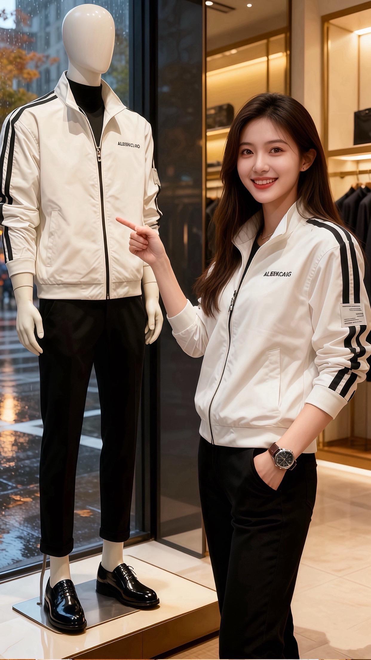 秋雨敲窗的午后，我在咖啡馆撞见林栀——她裹着米白棒球服，黑条纹顺着肩线...