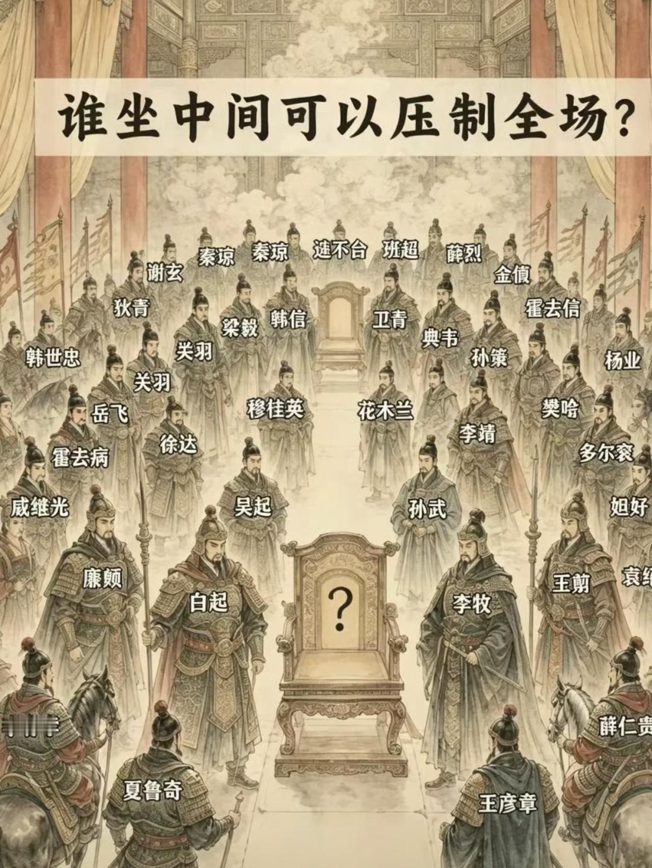 就问：这种情形敢坐中间也只有伟人了！只有伟人的文韬武略才能镇得住这帮人！换别人还