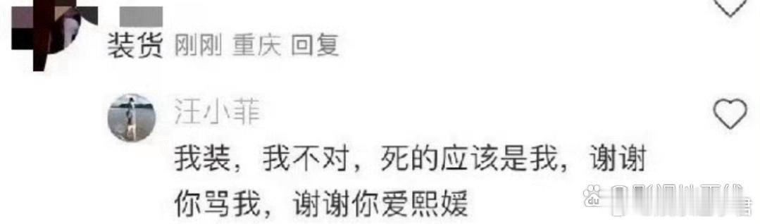 汪小菲 有网友说汪小菲“装货”，他回复：“我装，我不对，死的应该是我，谢谢你骂我