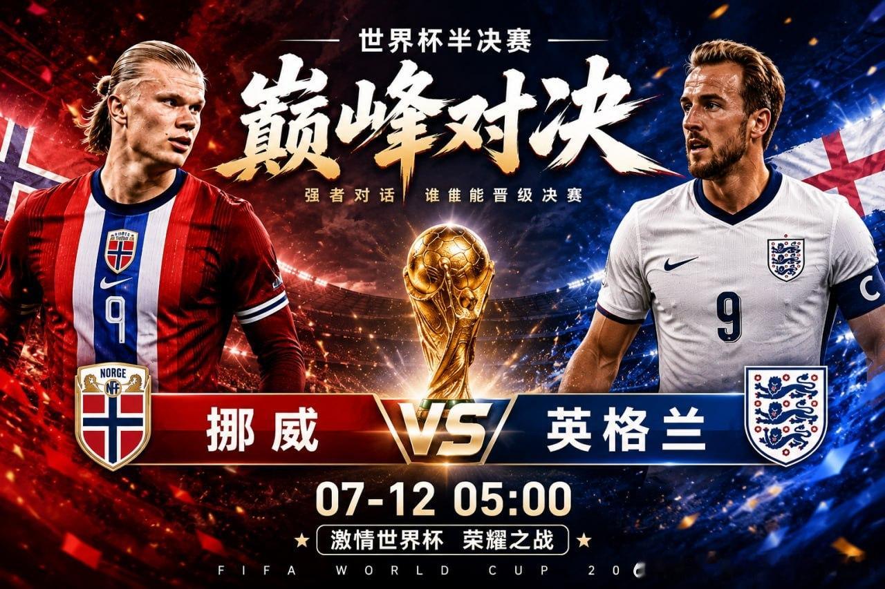 ⚔️世界杯半决赛｜挪威 VS 英格兰一场决定决赛席位的正面对决。挪威一路打出黑马