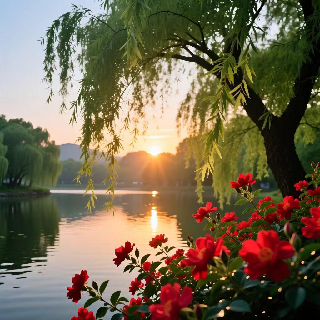 上联：昨夜清风梳绿柳，如何对下联朝阳暖照映红花。