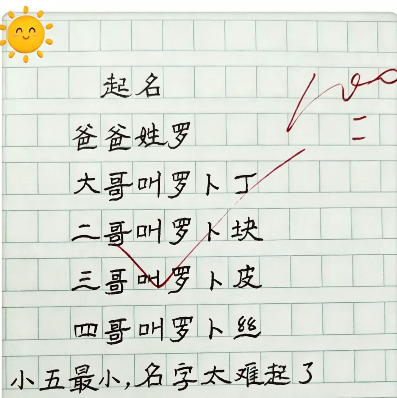 爸爸姓罗，小五叫什么好呢？
名字太难起了。小5是家里最小的宝贝，一定要起个好听又