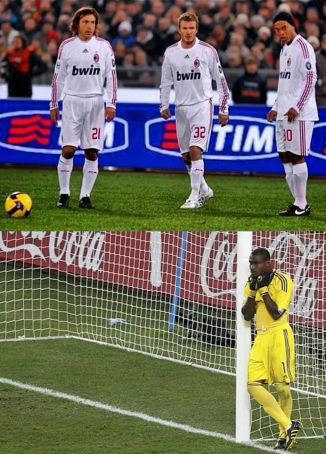 当皮尔洛、贝克汉姆和小罗同时站在球前，这三位不同风格却同样伟大的球星形...