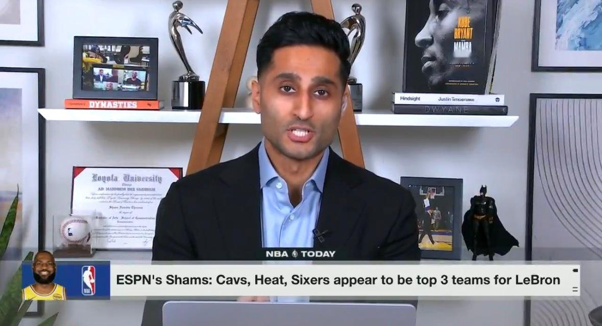 Shams：詹姆斯争夺战目前前三位，骑士、热火、76人 