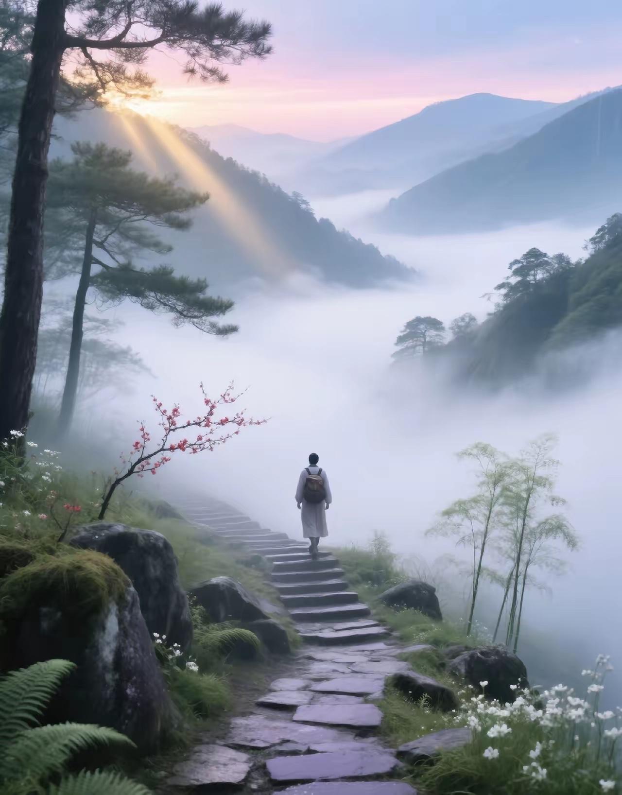 踏遍山间云雾路，
游完海畔明珠城。
横批：《山间与海畔》