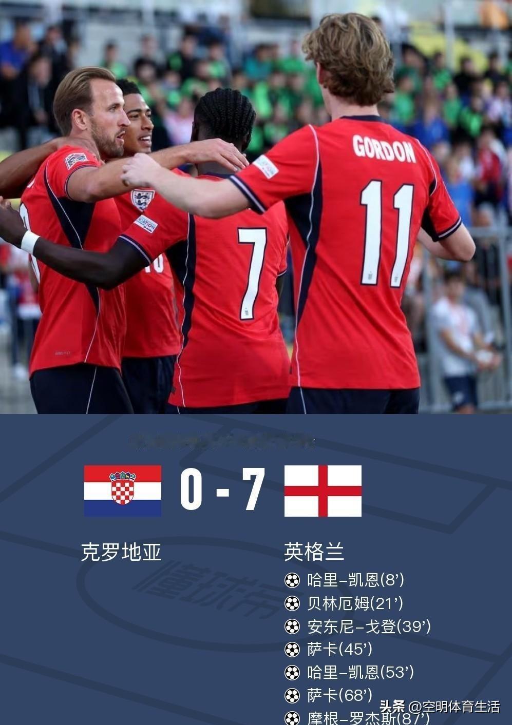 看完欧国联克罗地亚0-7英格兰的比赛，不得不承认以下几个事实:

1.克罗地亚"
