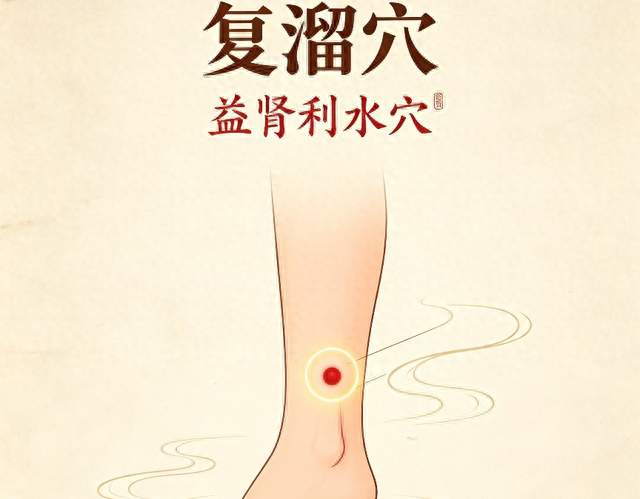 复溜穴：人体自带“益肾利水穴”，腿肿发沉、口干烦热、汗出异常