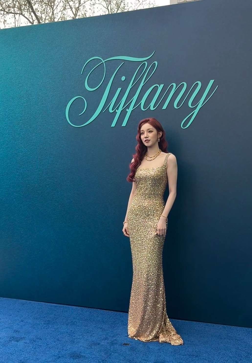 宋雨琦红发金色亮片长裙宋雨琦金色亮片长裙 好好看 