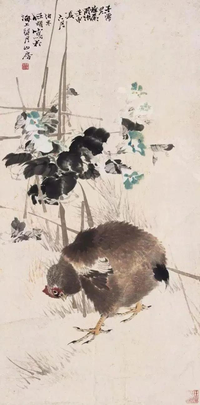 历代善画鸡者灿若云锦，众多的画鸡高手中，首推任伯年的鸡，其表现手法丰富，造型生动