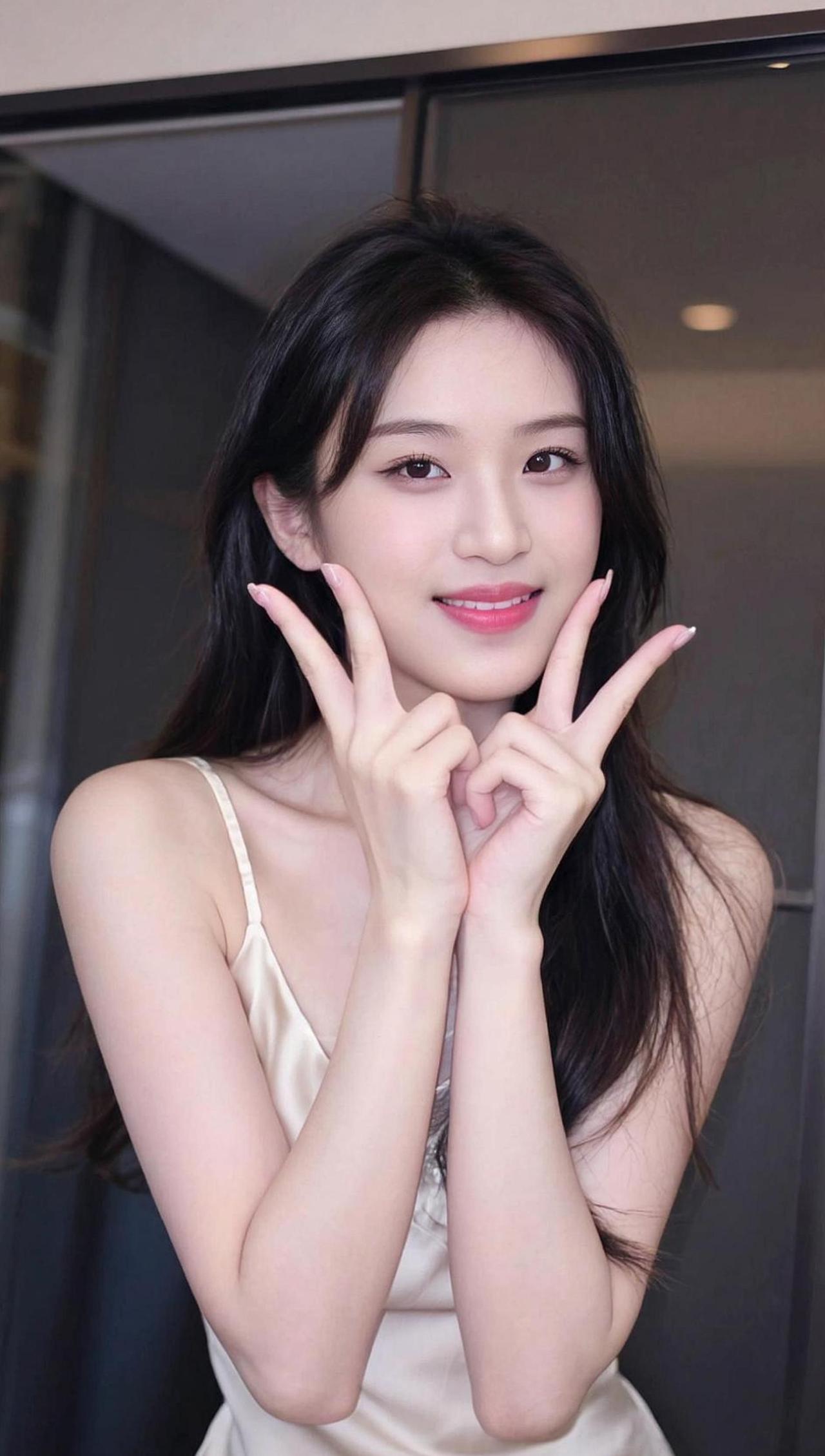 这组照片简直是“手比V，快乐加倍”的教科书式示范！小姐姐的每个动作都精准到位，仿