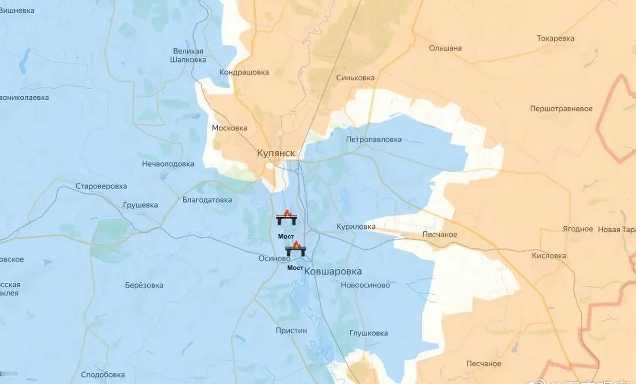 俄军在库皮扬斯克市区的推进以及在奥斯基尔河左岸的分割包围，让奥斯基尔河左岸的乌军