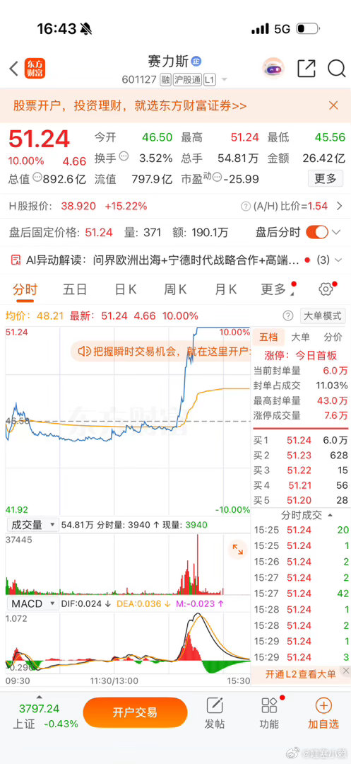 恭喜赛力斯，逆势涨停！赛力斯涨停 ​​​