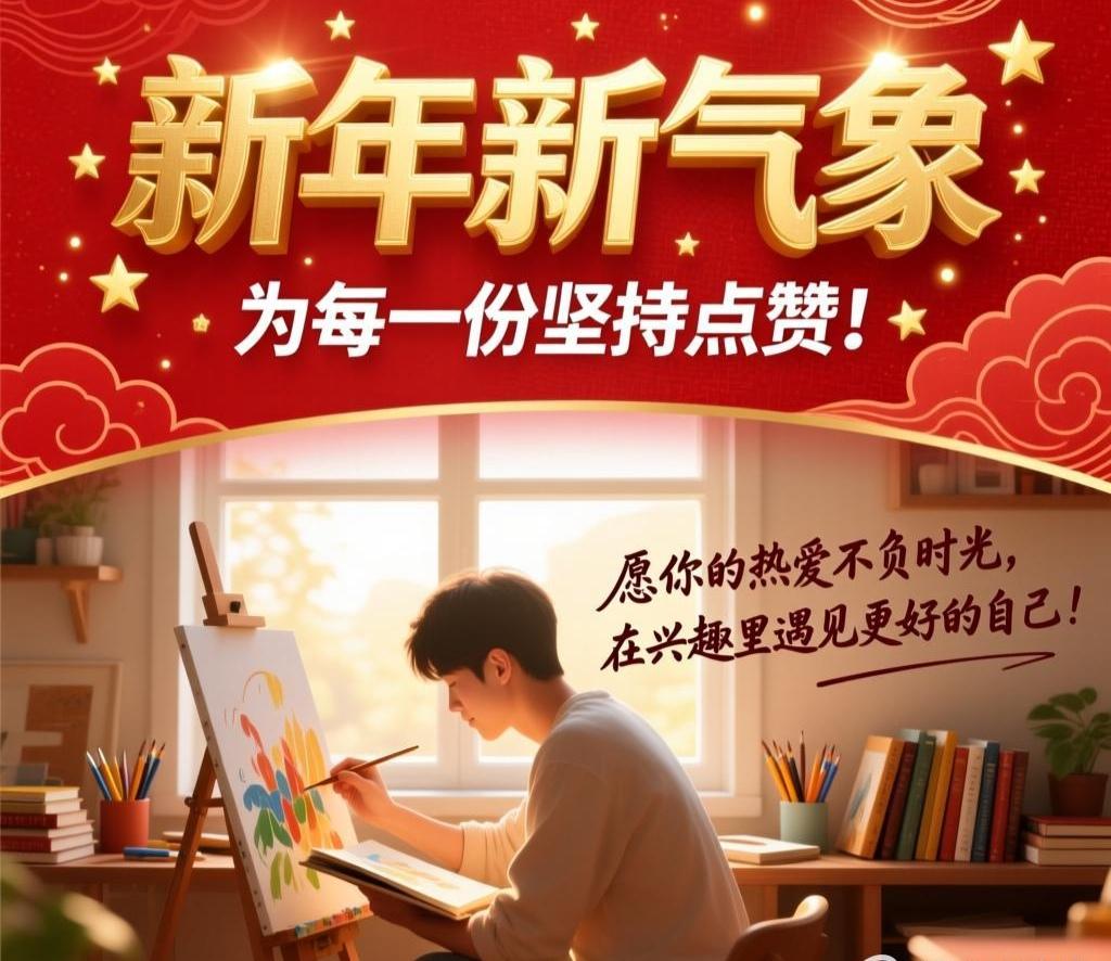 新年新气象，为每一份坚持点赞！愿你的热爱不负时光，在兴趣里遇见更好的自己。