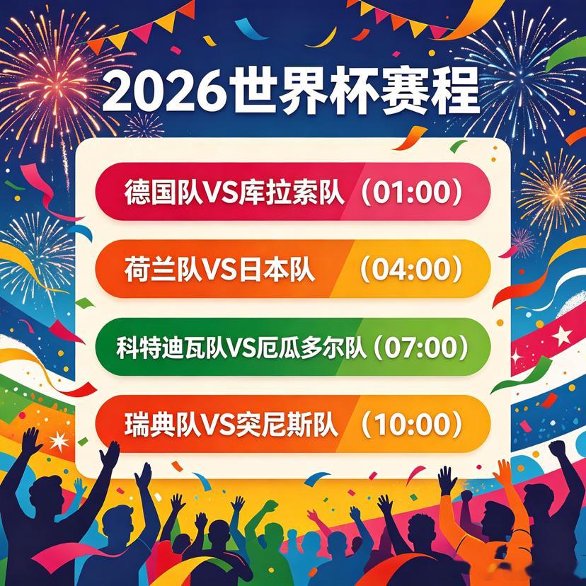 谁能拿下首胜？明日世界杯四场对决，这几场最容易出惊喜！世界杯 01：00  德国