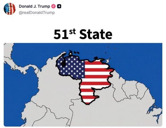 美国总统特朗普5月12日在社交平台发布一张地图，将委内瑞拉涂成美国国旗颜色，并标