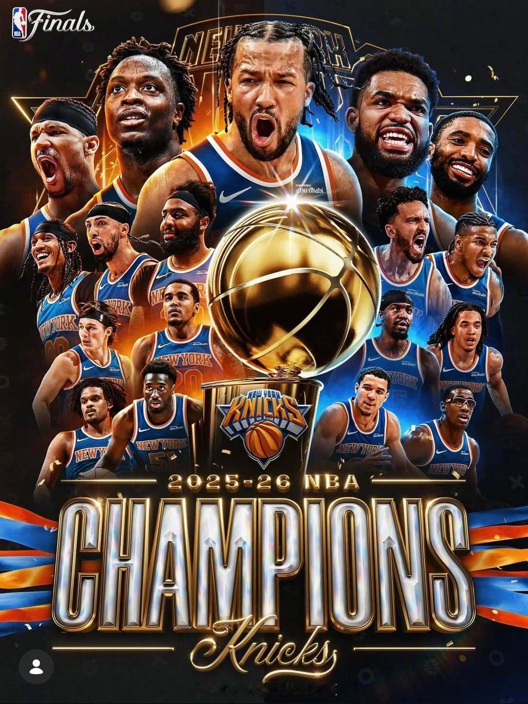 KNICKS IN 5！💙💛恭喜夺冠！🏆关于小个子后卫不能夺冠的争论可以结