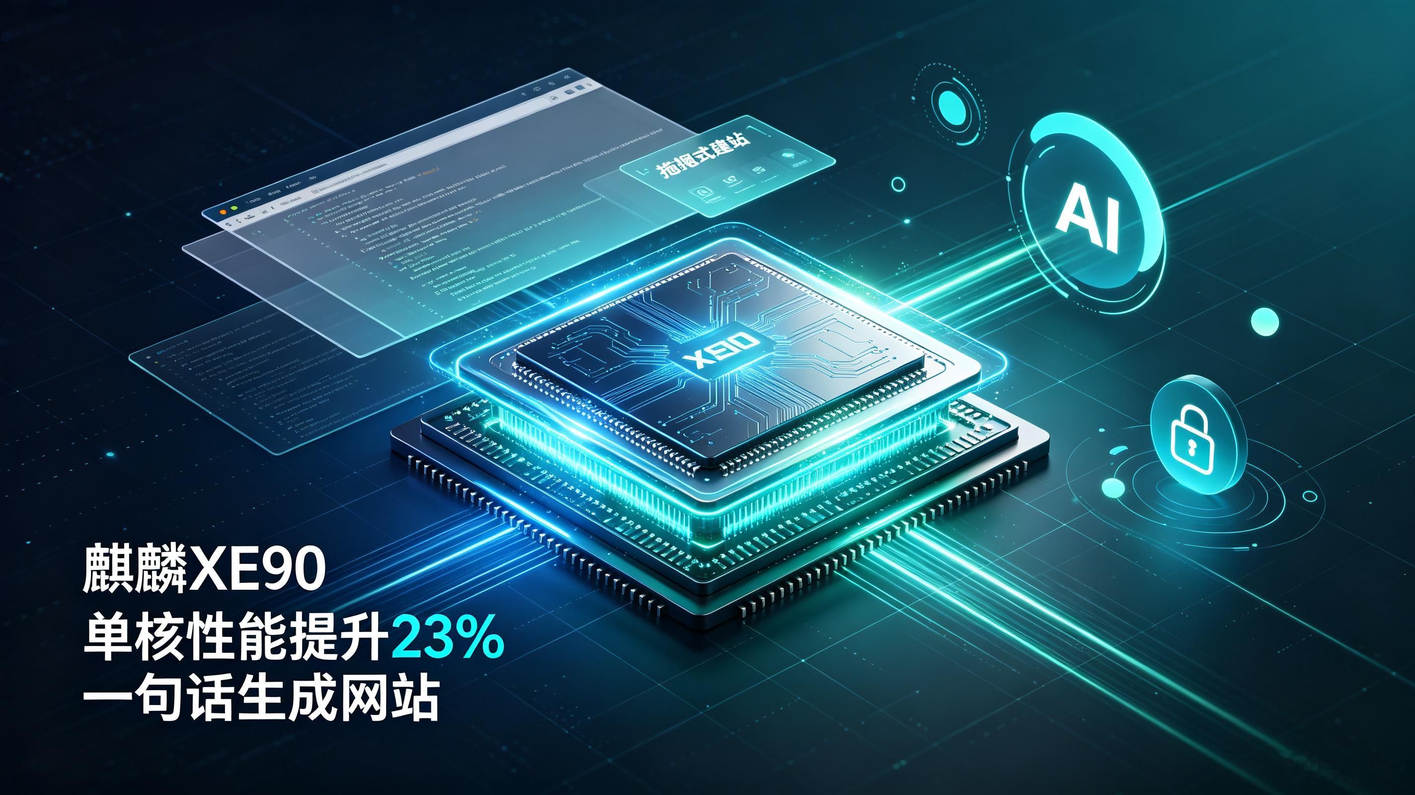 麒麟XE90单核性能提升23%鸿蒙电脑AI支持一句话做网站麒麟XE90性能跃升，