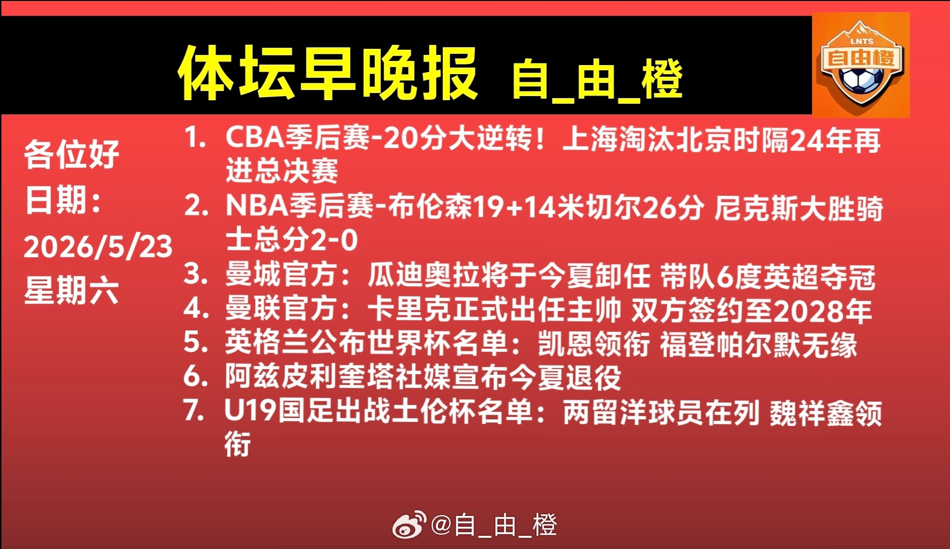 🌐《自由橙足球早报》 05.23 周六➭朗斯3-1尼斯队史120年首次夺得法国