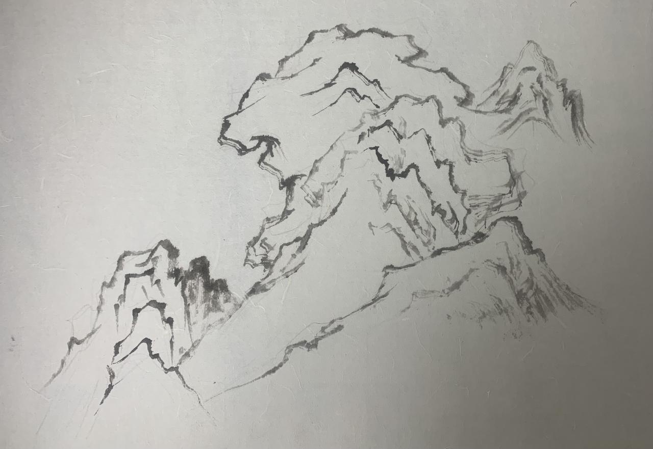 国画山石步骤图