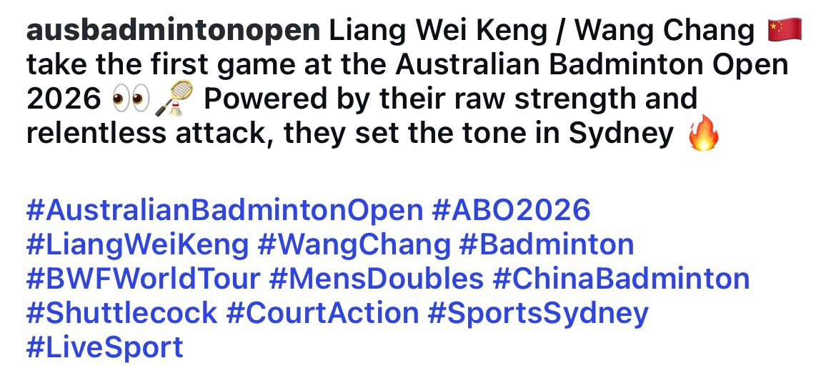 abo的文案写得也很好哇：他们凭借纯粹的力量和猛烈的进攻，在悉尼的比赛场上掌握了
