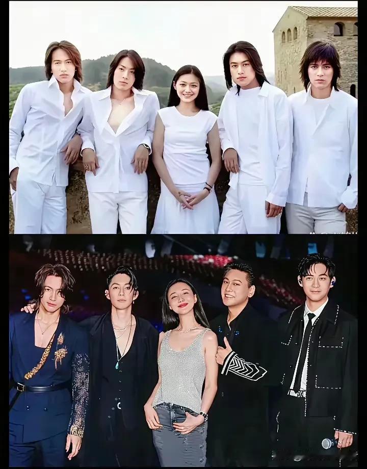 物是人非，如今站在F4中间的女人已经没有了大S换成了其她女人，看起来也毫无违和感