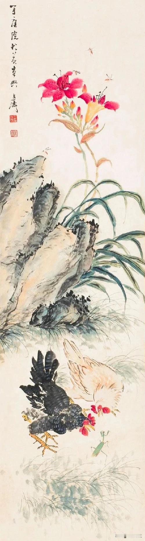 王雪涛  :   草虫虽小，在花鸟画中却并非是点缀
